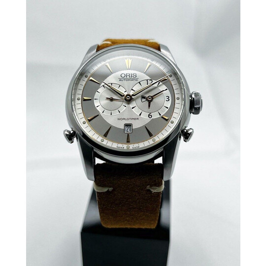 (SOLD!!) 42.5mm • 2020 Oris Artelier World Timer ref.7581 Cal.690 Automatic